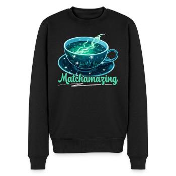 Matcha Tee Liebhaber Matcha Sprüche Tee Zeit - Männer Premium Bio Pullover - Schwarz - Vorne - Nico (187cm)