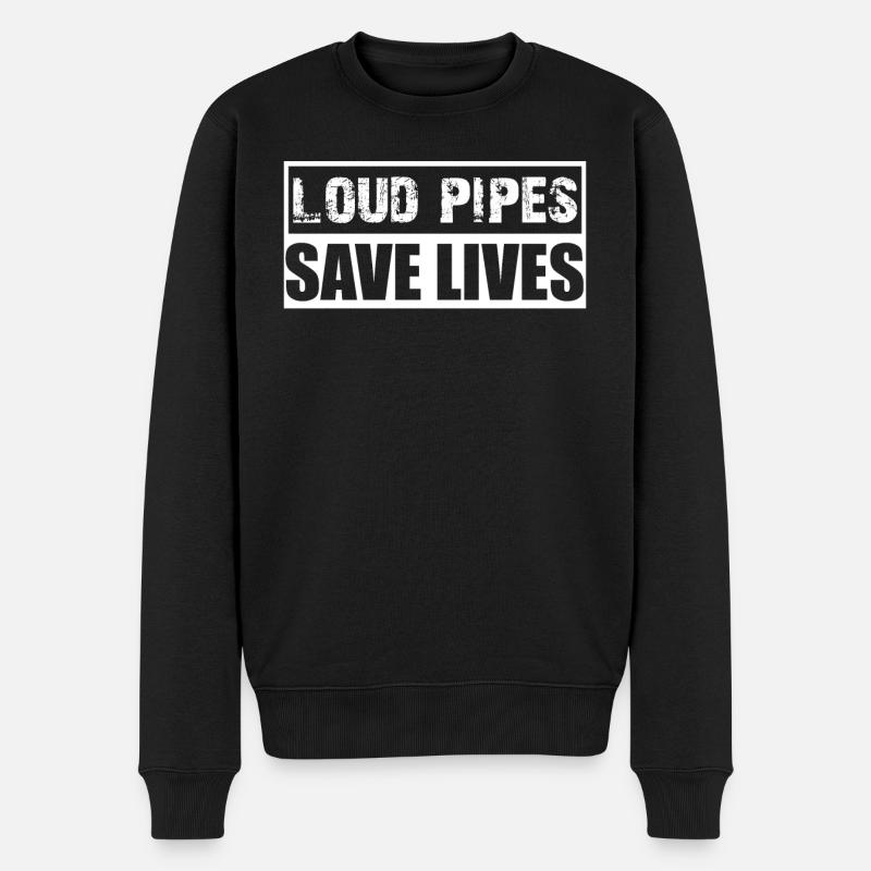 Tuning Loud Pipes save lives Motorrad Biker Turbo - Männer Premium Bio Pullover - Schwarz