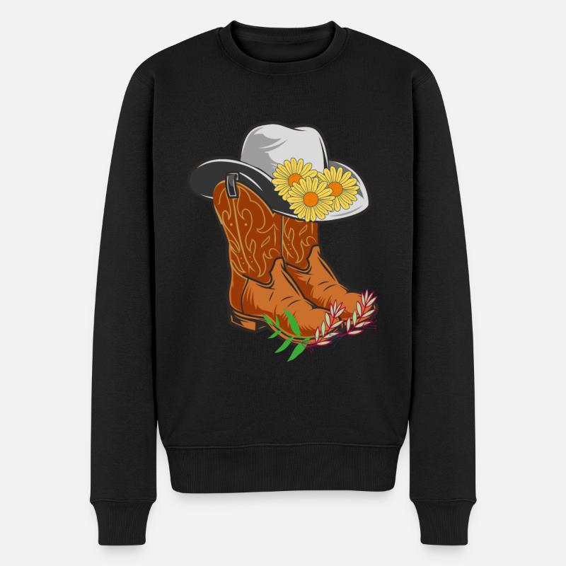 COWBOY BOOT - Männer Premium Bio Pullover - Schwarz