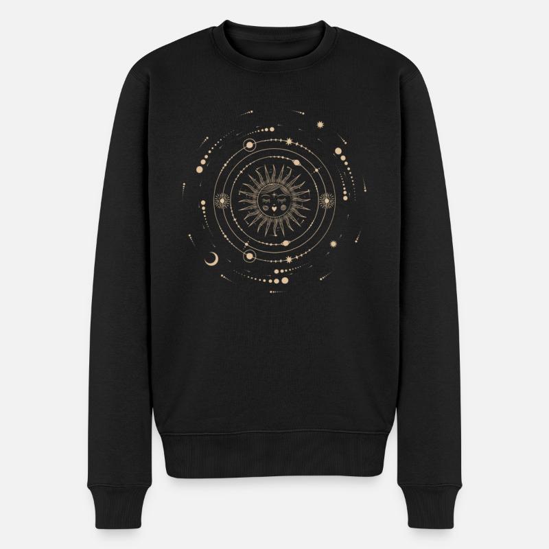 Mond, Sonne, Esoterik, Taro, Boho, Henna, witch - Männer Premium Bio Pullover - Schwarz