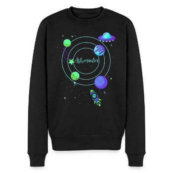 Astronaute, Espace, Planète, Étoile, Lune, Soleil - Pull Premium bio Homme - noir - Devant - Nico (187cm)
