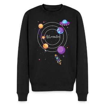 Astronaute, Espace, Planète, Étoile, Lune, Soleil - Pull Premium bio Homme - noir - Devant - Nico (187cm)