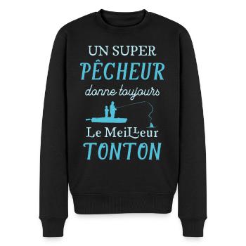 Super Tonton Pêcheur Cadeau Fete Des Peres - Pull Premium bio Homme - noir - Devant - Nico (187cm)