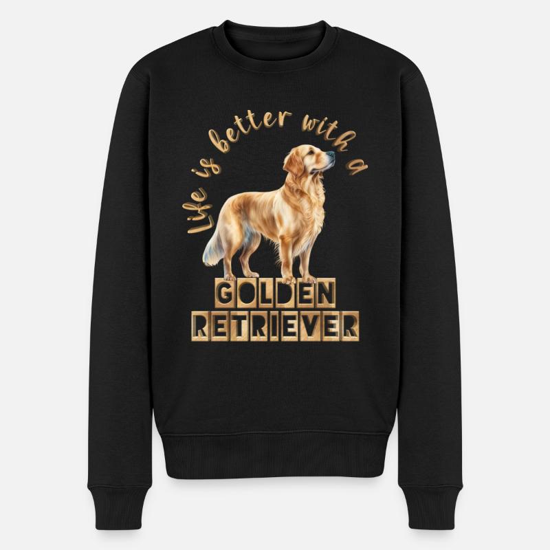 Golden retriever - Pull Premium bio Homme - noir