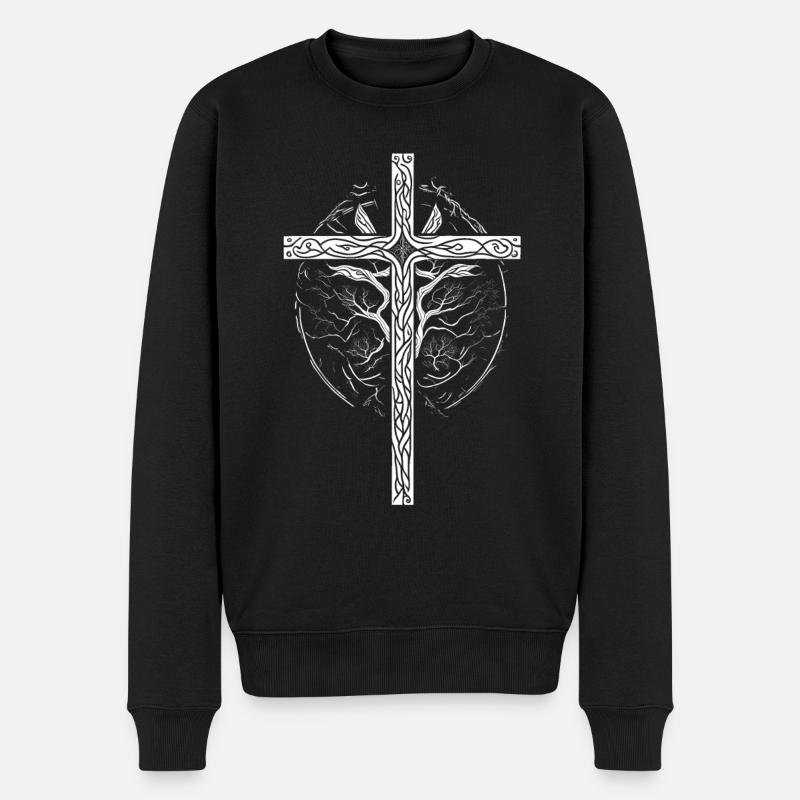 Crucifix croyant symbole Dieu - Pull Premium bio Homme - noir