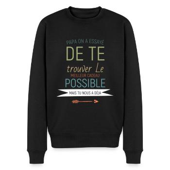 Papa on a essayé de te trouver… - Pull Premium bio Homme - noir - Devant - Nico (187cm)