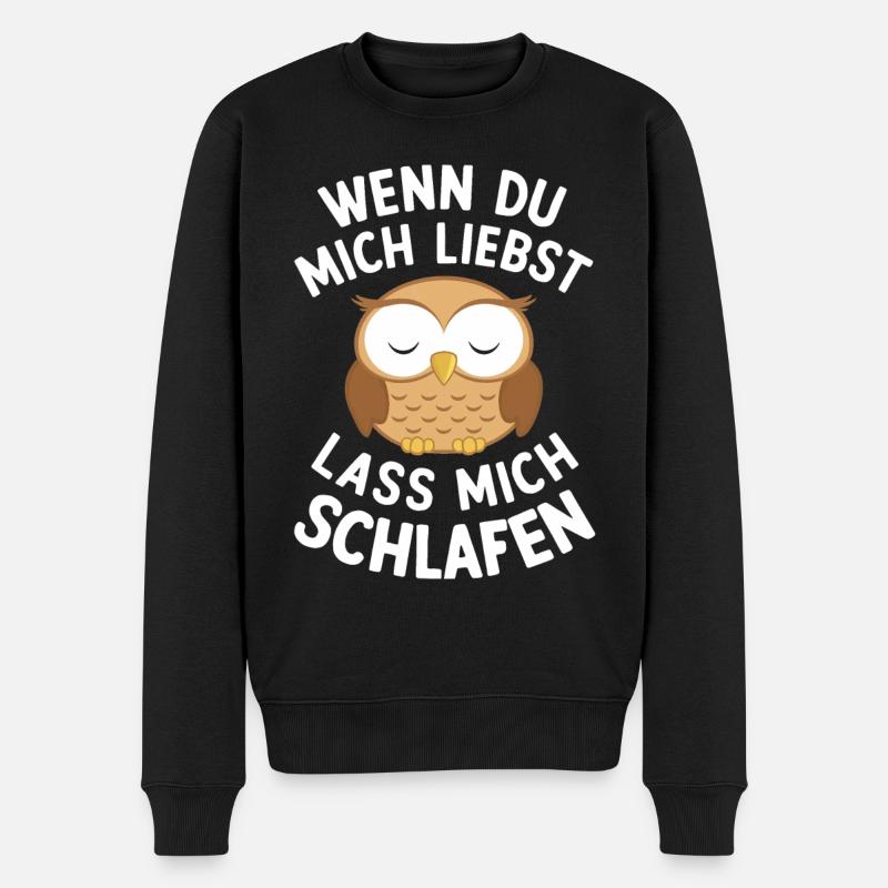 Nachteule Eule Eulen Vogel - Männer Premium Bio Pullover - Schwarz