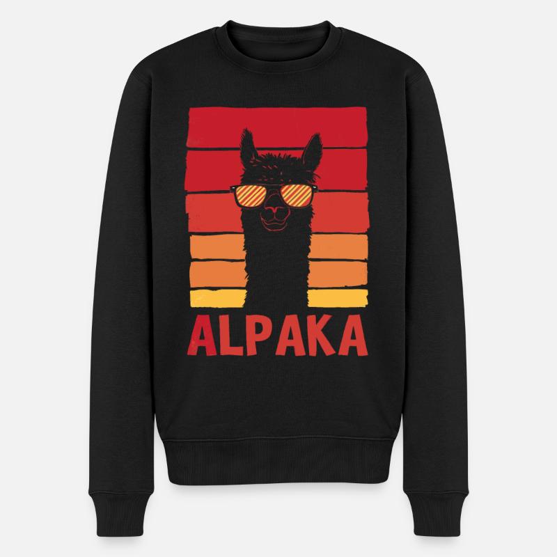 Alpaka Lama Alpakas Tier - Männer Premium Bio Pullover - Schwarz