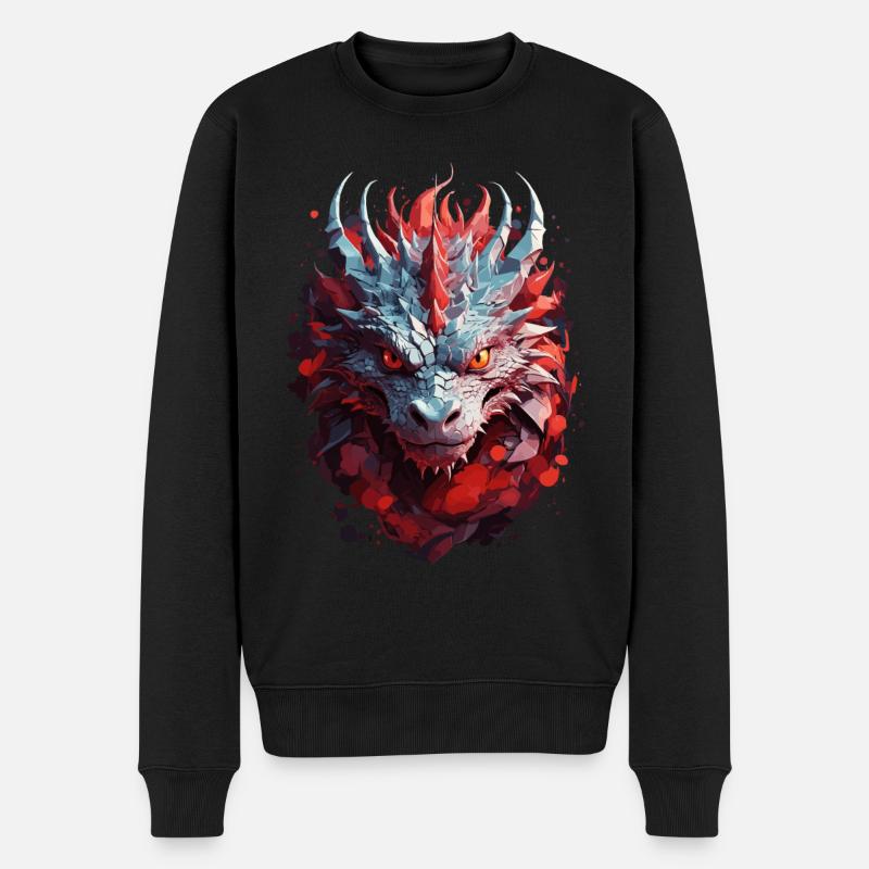 Düsterer Drache - Schattenwelten - Männer Premium Bio Pullover - Schwarz