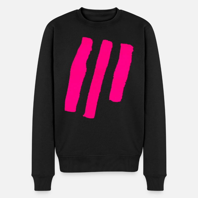 Rayures - Rose - Pull Premium bio Homme - noir