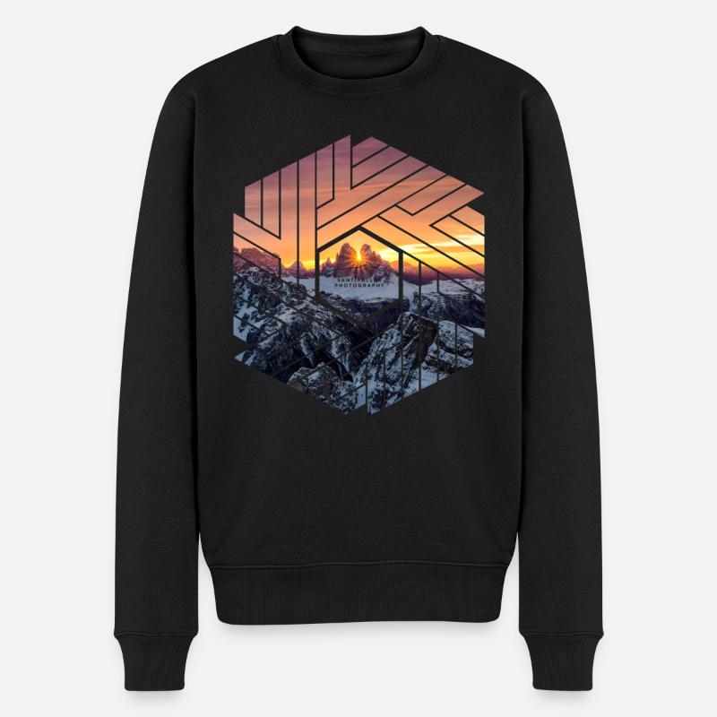 Drei Zinnen Dolomiten Berglandschaft - Männer Premium Bio Pullover - Schwarz