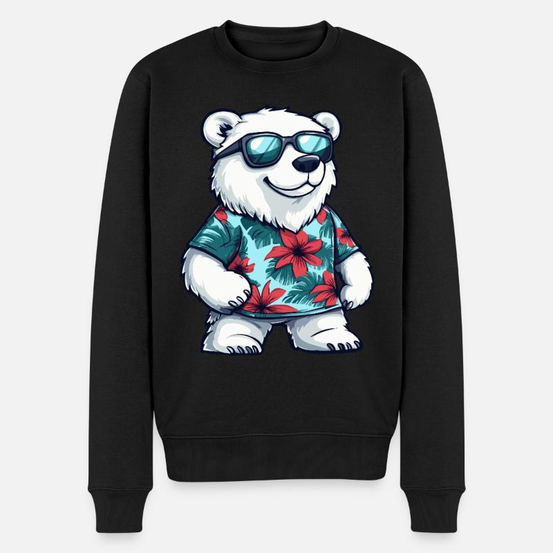 Eisbär Lustig Sommer - Männer Premium Bio Pullover - Schwarz