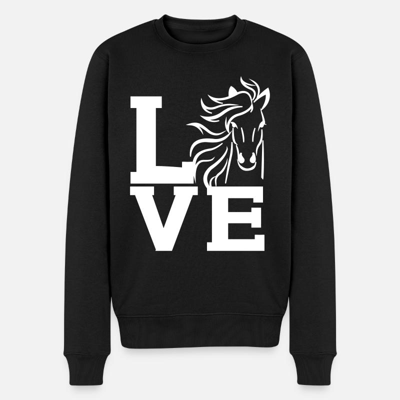 Pferd Reiten Reiter Spruch LUSTIG Pferde Pony - Männer Premium Bio Pullover - Schwarz