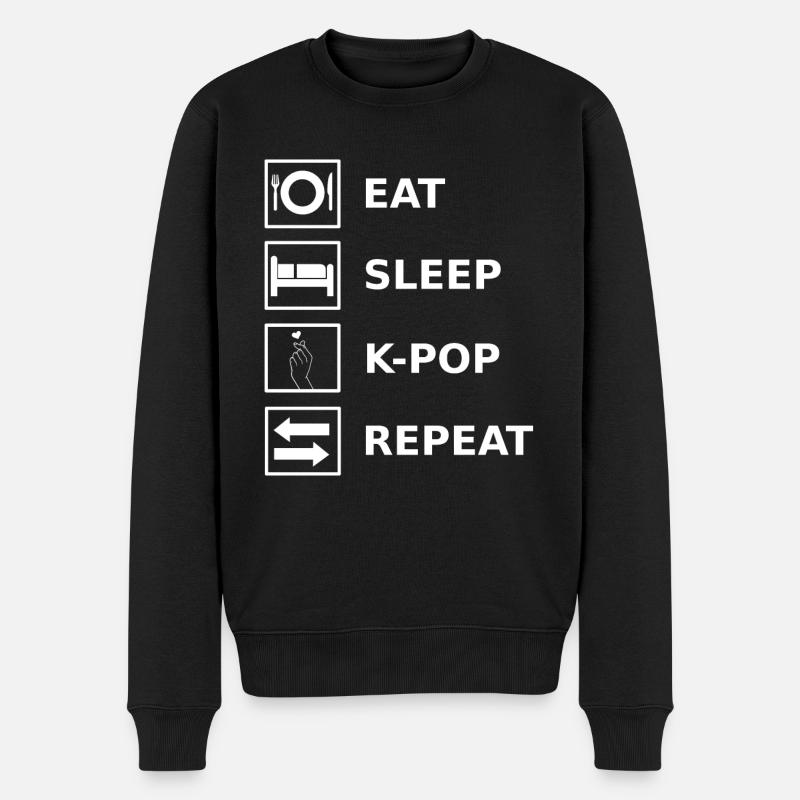 Eat Sleep K-Pop Repeat - Männer Premium Bio Pullover - Schwarz