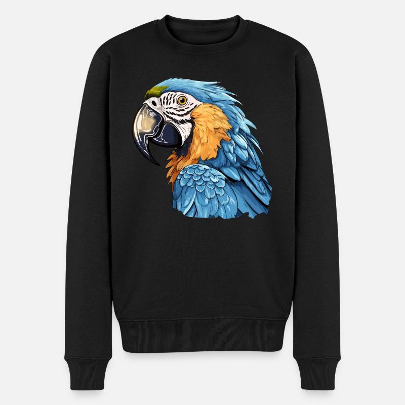 Blau-Gold Ara - Männer Premium Bio Pullover - Schwarz