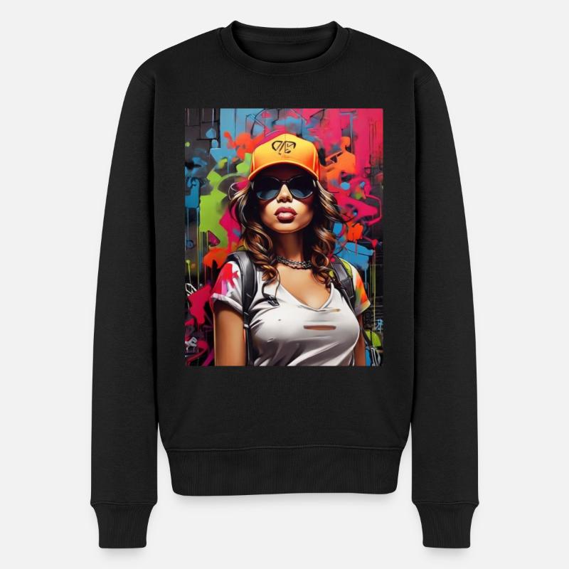 Graffiti-Stil - Männer Premium Bio Pullover - Schwarz