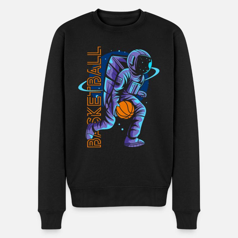 Basketball Astronaut - Männer Premium Bio Pullover - Schwarz