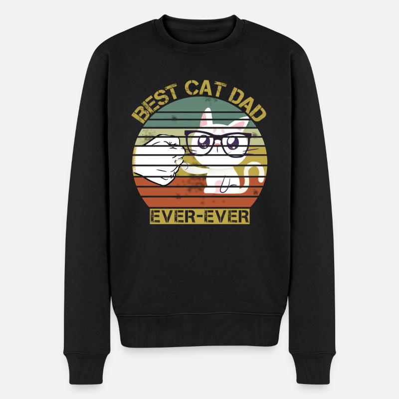 Vintage Best Cat Dad Ever Shirt - Männer Premium Bio Pullover - Schwarz