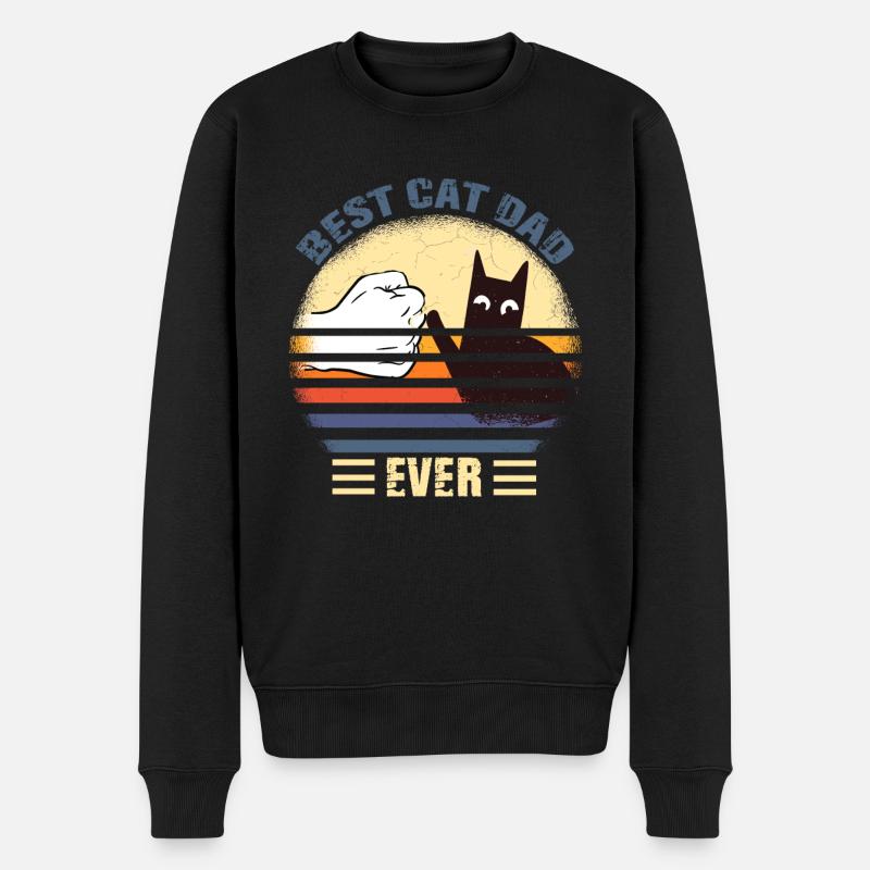 Vintage Best Cat Dad Ever Shirt - Männer Premium Bio Pullover - Schwarz