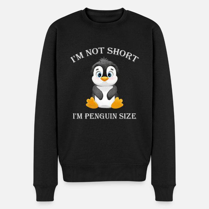Ich bin nicht kurz, ich bin Pinguin Größe süße Pinguin Liebhaber - Männer Premium Bio Pullover - Schwarz