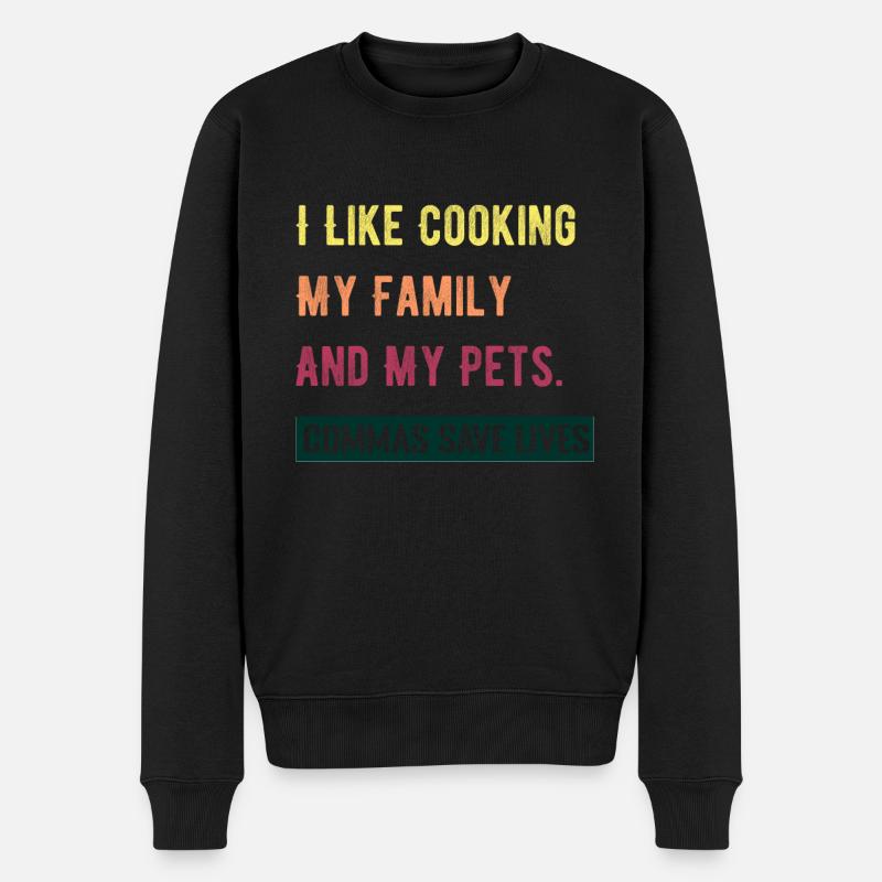 J’aime cuisiner ma famille et mes animaux de compagnie Commas Save - Pull Premium bio Homme - noir