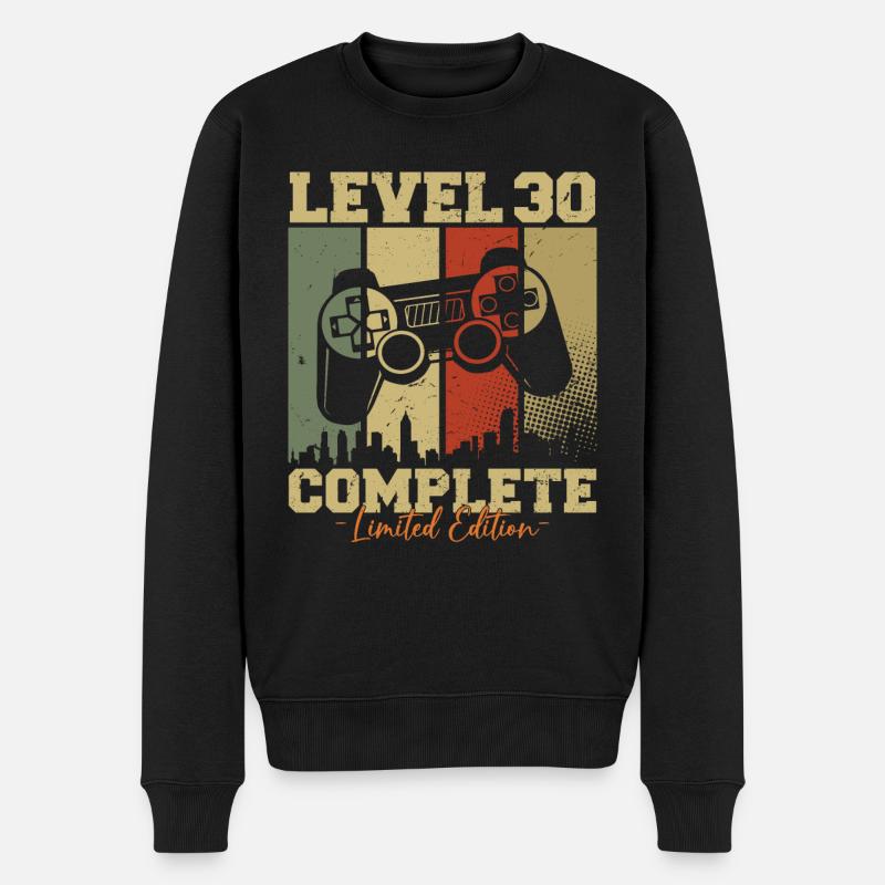 Level 30 Freigeschaltet 30 Geburtstag Geschenk - Männer Premium Bio Pullover - Schwarz