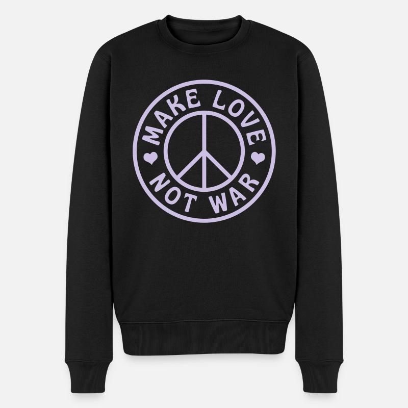MAKE LOVE NOT WAR - Männer Premium Bio Pullover - Schwarz