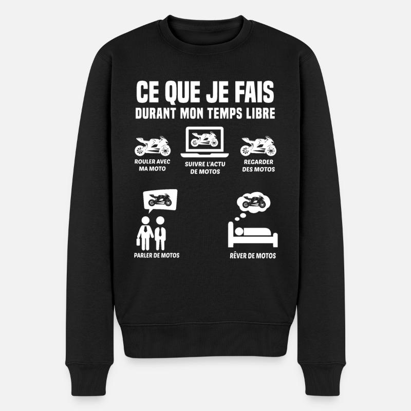Ce Que Je Fais Pendant Mon Temps Libre Moto - Pull Premium bio Homme - noir