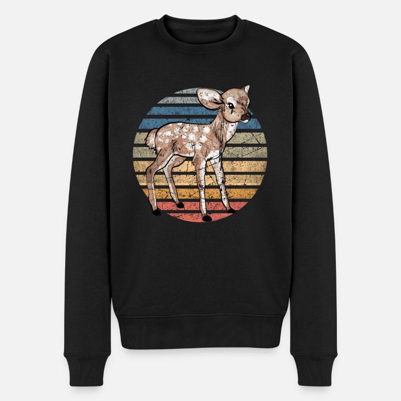 Reh Hirsch Rehkitz Sunset Kinder Waldtier Geschenk - Männer Premium Bio Pullover - Schwarz