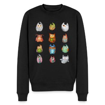 Eule Uhu Tier Waldtier Steinkauz Schleiereulen Fun - Männer Premium Bio Pullover - Schwarz - Vorne - Nico (187cm)