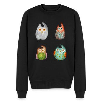 Eule Uhu Tier Waldtier Steinkauz Schleiereulen Fun - Männer Premium Bio Pullover - Schwarz - Vorne - Nico (187cm)