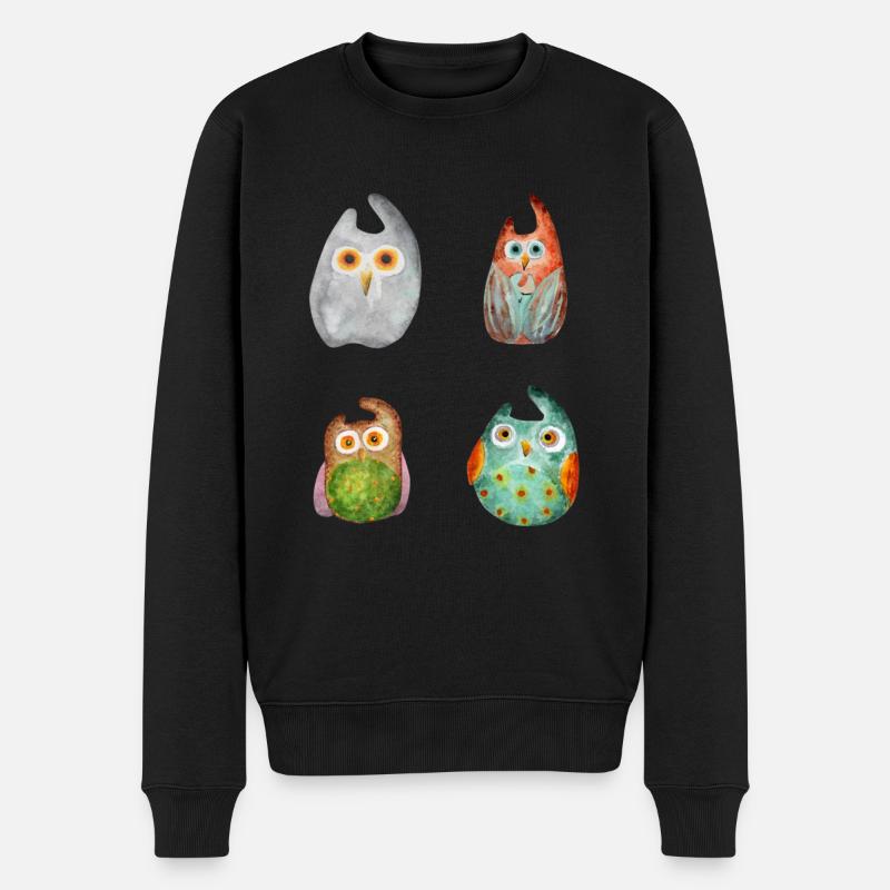 Eule Uhu Tier Waldtier Steinkauz Schleiereulen Fun - Männer Premium Bio Pullover - Schwarz