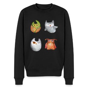 Eule Uhu Tier Waldtier Steinkauz Schleiereulen Fun - Männer Premium Bio Pullover - Schwarz - Vorne - Nico (187cm)