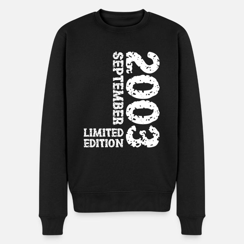 2003 September Limited Edition 20. Geburtstag Deko - Männer Premium Bio Pullover - Schwarz