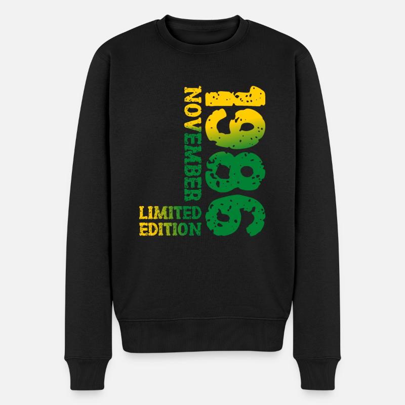 1986 November Limited Edition 37. Geburtstag Deko - Männer Premium Bio Pullover - Schwarz