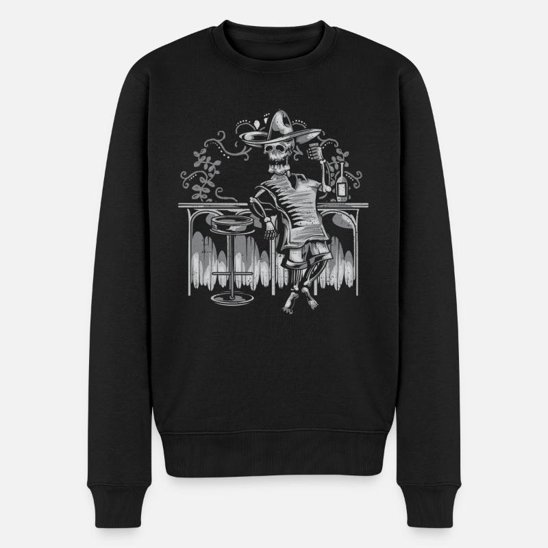Drinking Skeleton - Halloween - Männer Premium Bio Pullover - Schwarz