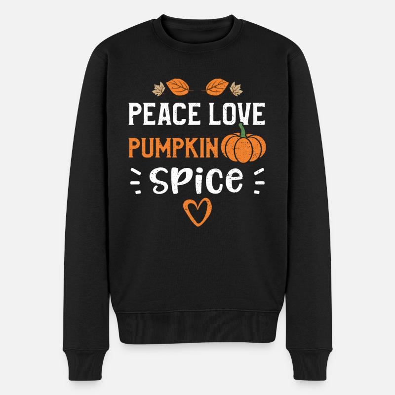 Peace Love Pumpkin Spice - Pumpkin - Männer Premium Bio Pullover - Schwarz