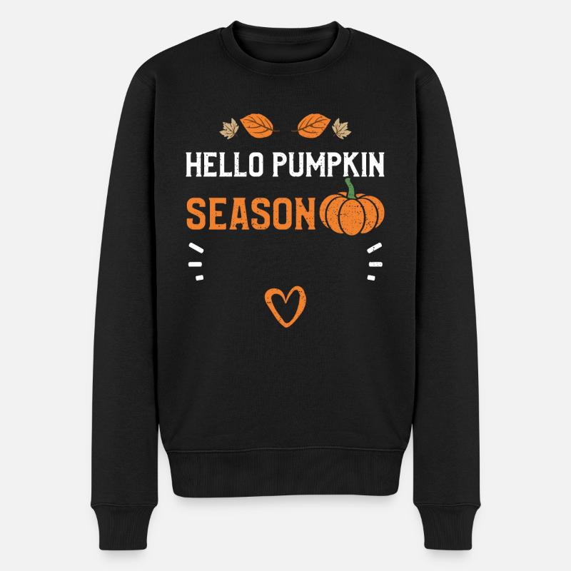 Hello Pumpkin Season - Pumpkin - Männer Premium Bio Pullover - Schwarz