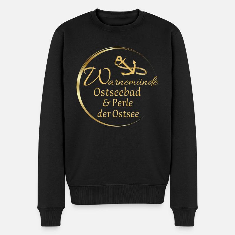 Warnemünde - Ostseebad & Perle der Ostsee - Männer Premium Bio Pullover - Schwarz