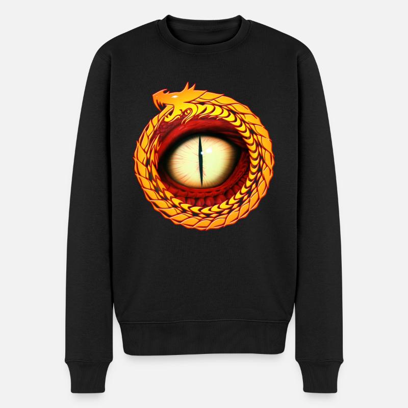 Drachenauge - Männer Premium Bio Pullover - Schwarz