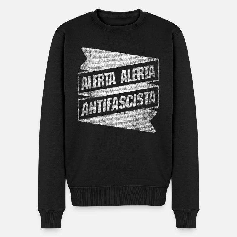ALERTA ALERTA ANtiFAscIsTA ANTIFA - Männer Premium Bio Pullover - Schwarz
