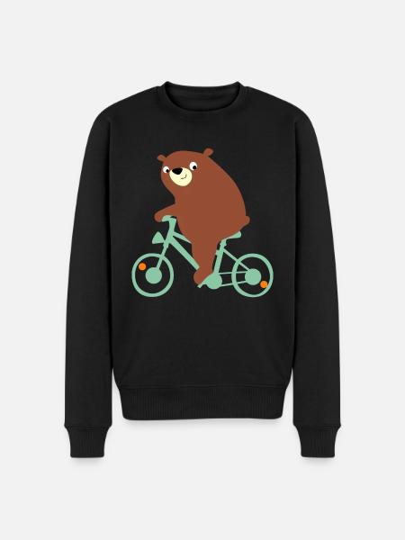 Chubby bear is riding a bike - Men's Premium Organic Jumper - black