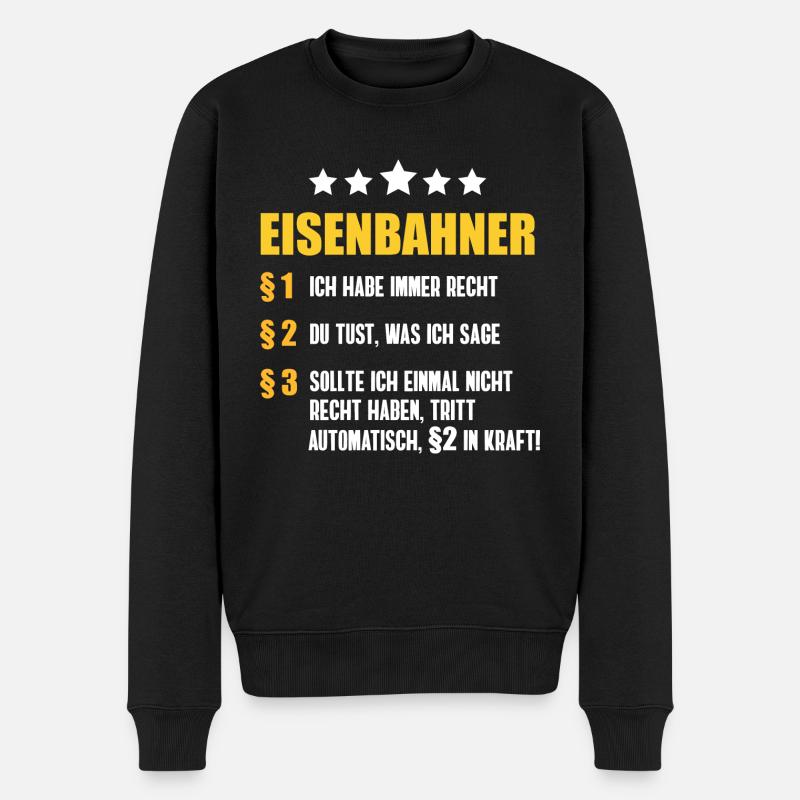 Lokführer, Zug, Eisenbahn Geschenk - Männer Premium Bio Pullover - Schwarz