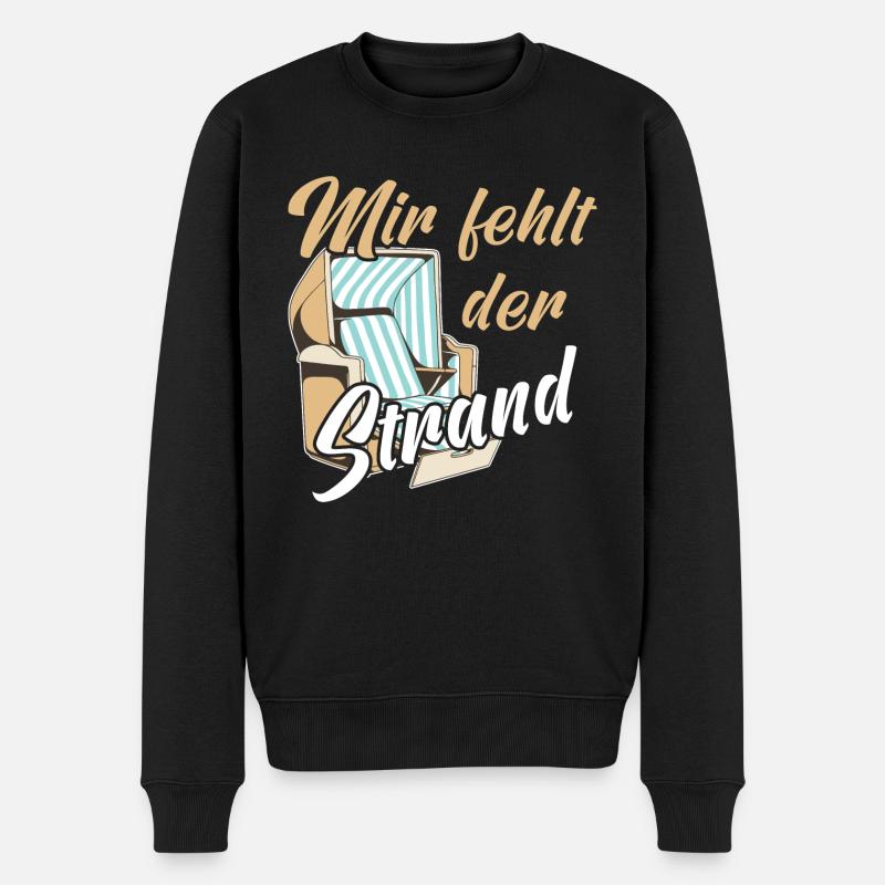 Mir fehlt der Strand Urlaub Meer Sonne Camping - Männer Premium Bio Pullover - Schwarz