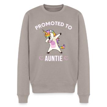 Gefördert zu Tante, Nette Tante, Neue Tante, Lustig - Männer Premium Bio Pullover - Taupe - Vorne - Nico (187cm)