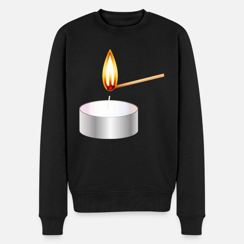 light a small tea light with match - Men's Premium Organic Jumper - black