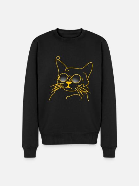 Katzenjunge - Männer Premium Bio Pullover - Schwarz