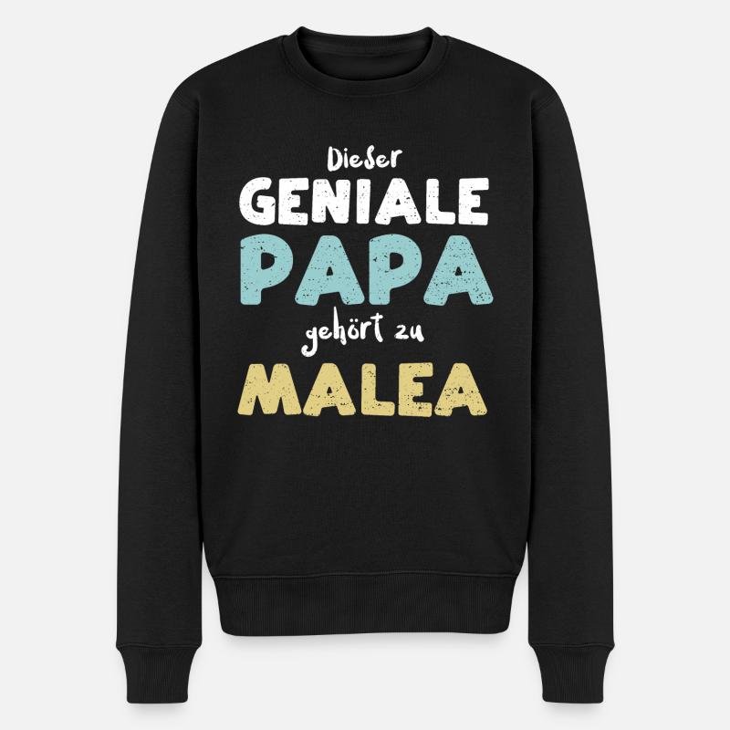 Dieser Geniale Papa Gehört Zu Malea - Männer Premium Bio Pullover - Schwarz