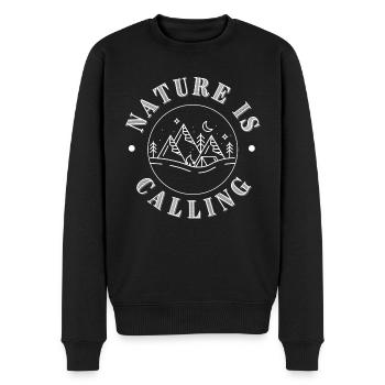 Nature is calling - Männer Premium Bio Pullover - Schwarz - Vorne - Nico (187cm)