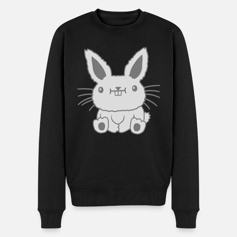 Seated little kawaii rabbit - Men's Premium Organic Jumper - black